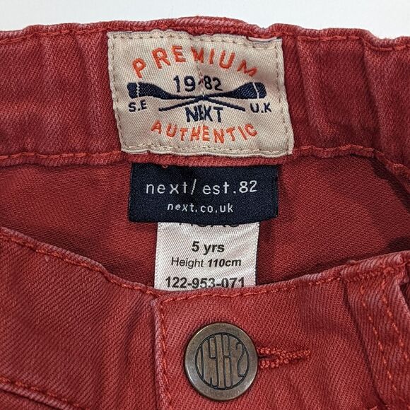Next Red Chino Denim Shorts Preppy Spring Summer Boys Size 5 5T 110 - Picture 4 of 4
